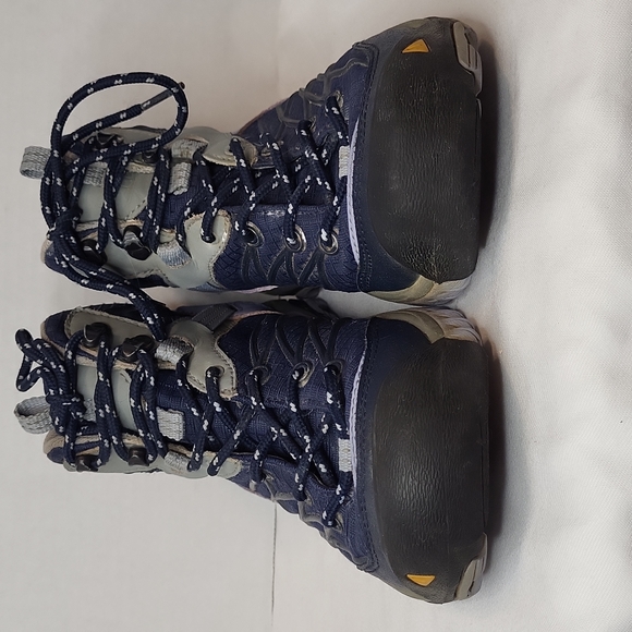 Keen women Marshall mid waterproof cushion collar hiking boot blue+grey Sz 7 - Picture 15 of 16